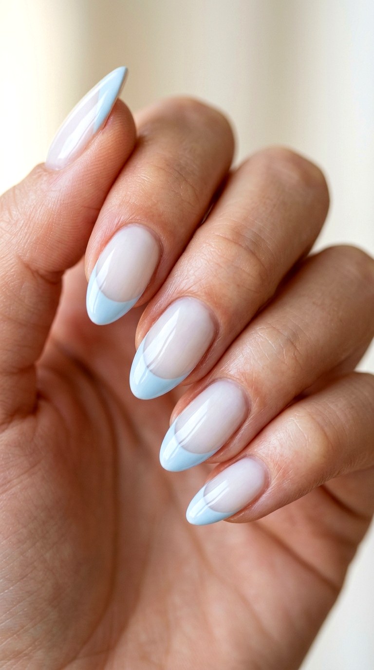 Baby Blue French Tip Manicure - 25 simple french tip nail art designs