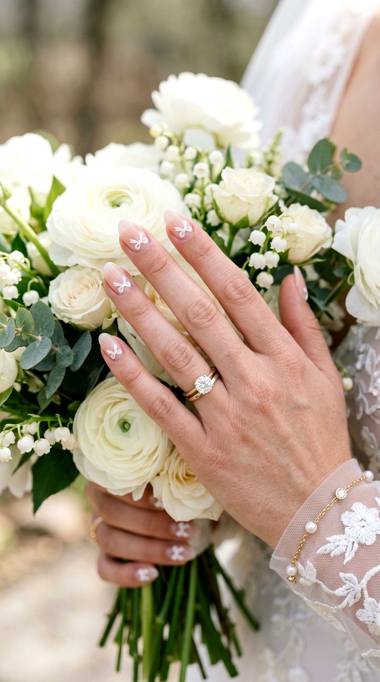 Bow Nail Art For Bridal Chic - 24 Wedding Nail Art Ideas