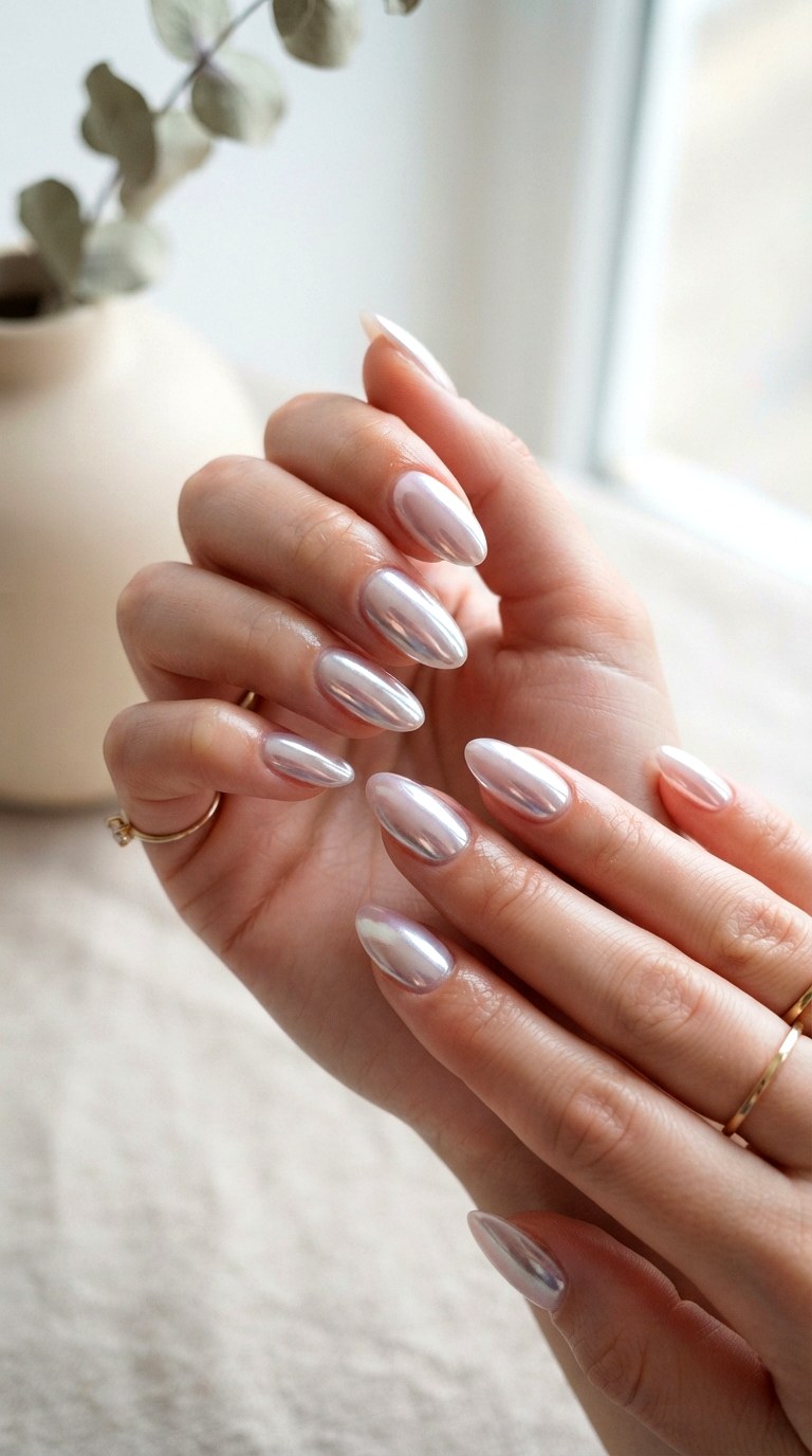 Chrome Glazed Donut Almond Nails - 25 Summer Almond Nail Designs