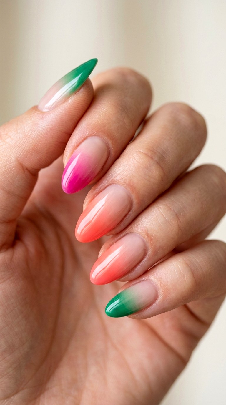 Colored Ombre French Tip Style - 25 simple french tip nail art designs