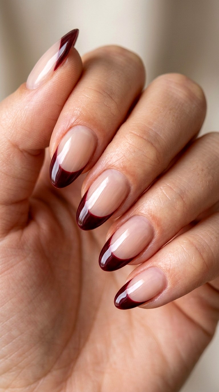 Deep Red French Tip Design - 25 simple french tip nail art designs