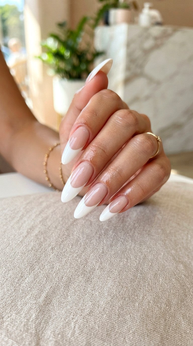 Deep White French Nails - 24 white French nails idea