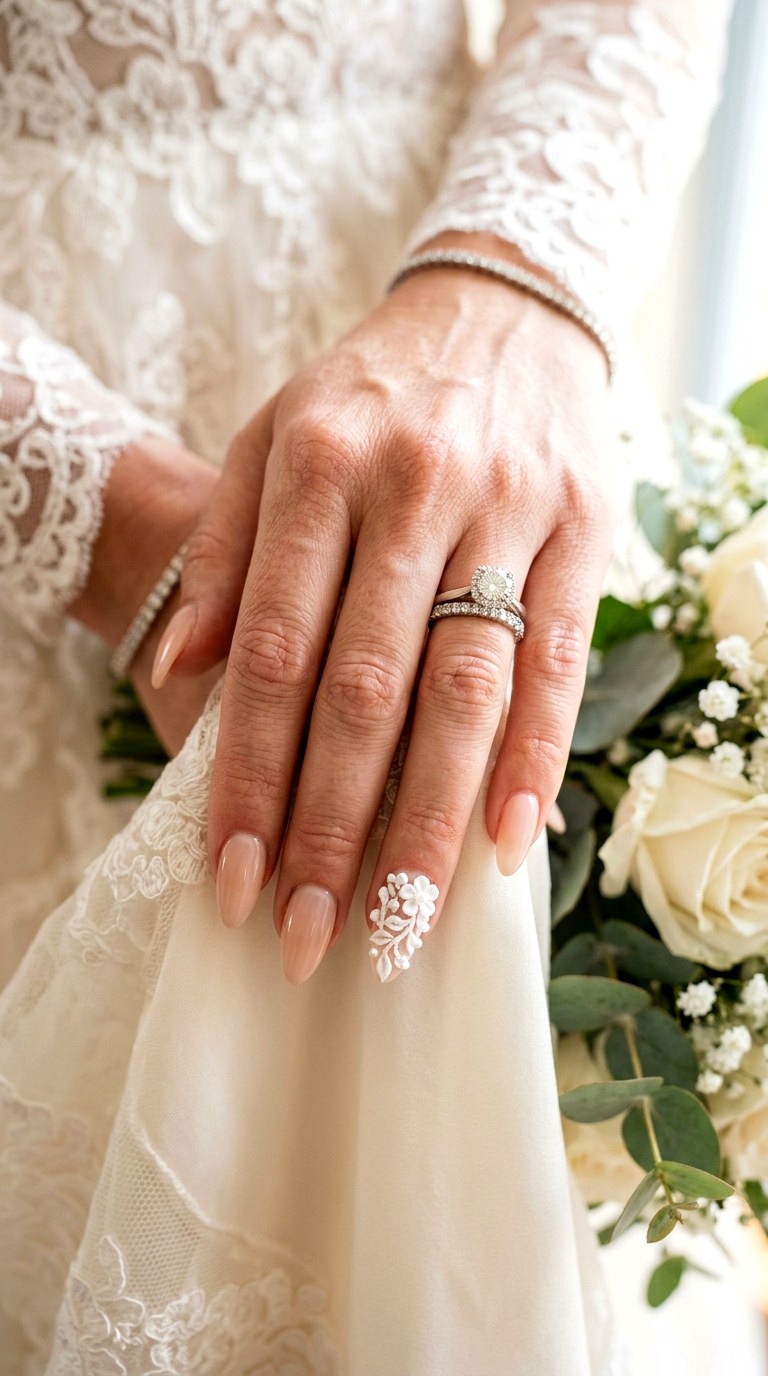 Delicate D Floral Lace Appliques - 24 Wedding Nail Art Ideas
