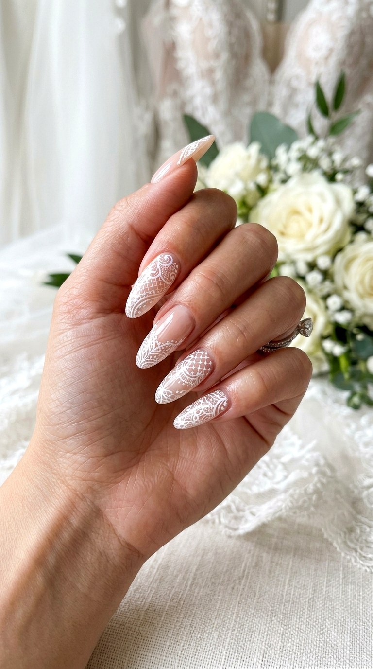 Delicate Lace Detailing Designs - 25 Nail Art Design Ideas