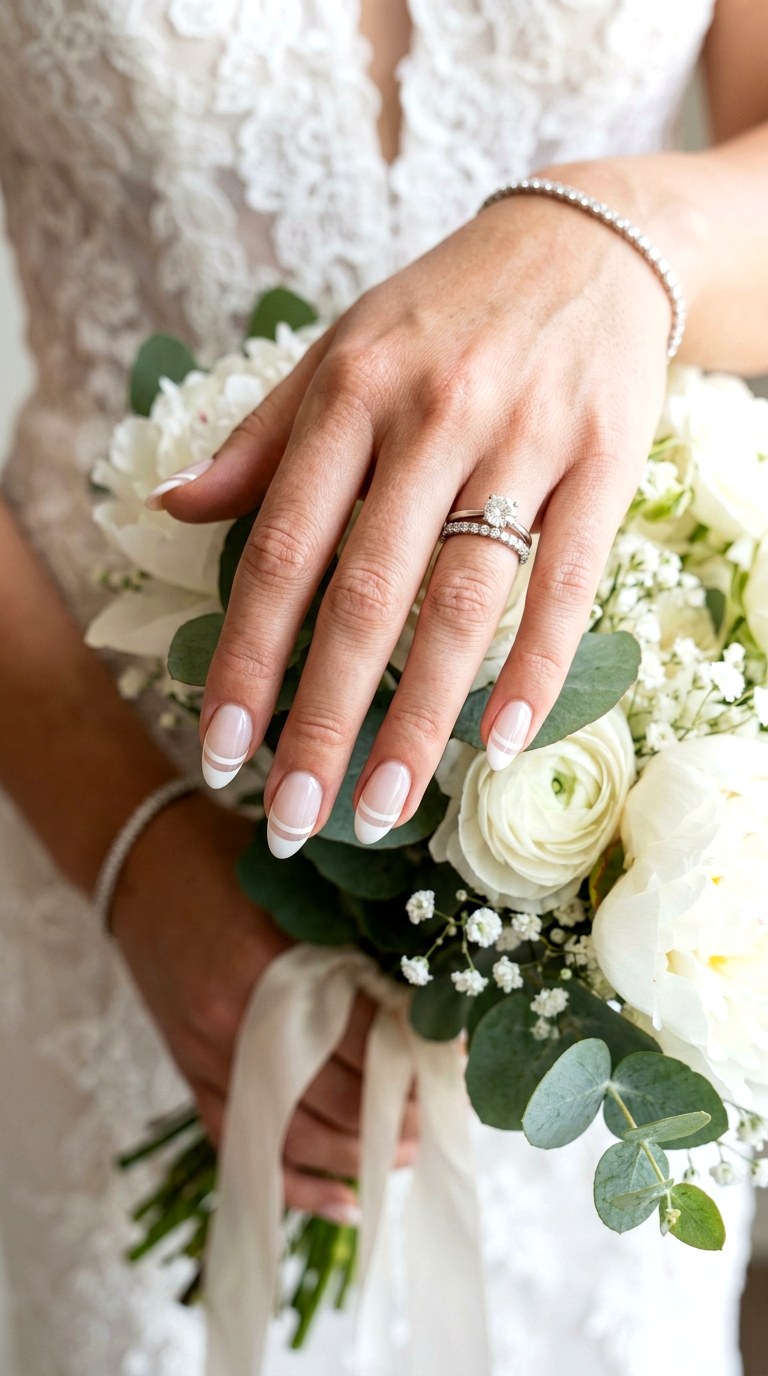Double French Tip Elegance - 24 Wedding Nail Art Ideas