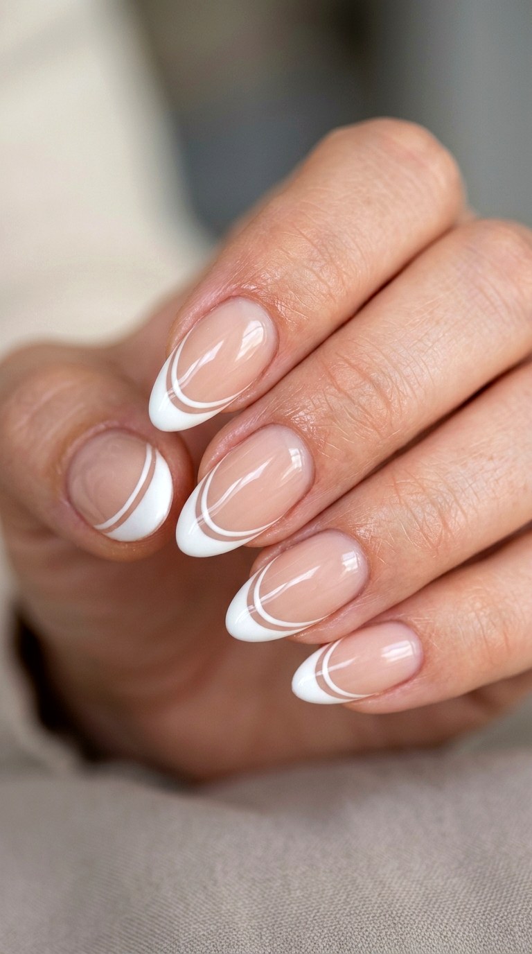 Double Lined French Tip Art - 25 simple french tip nail art designs