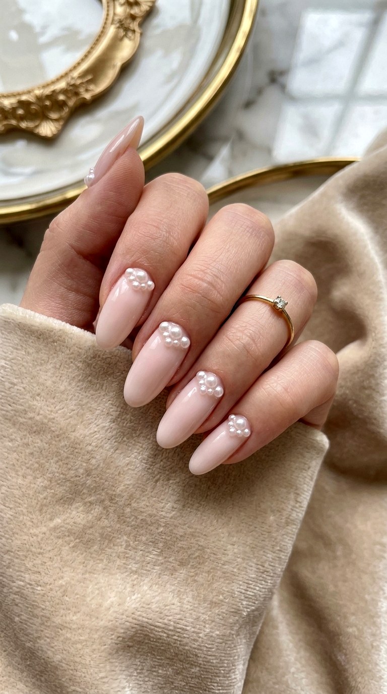 Embedded Pearl Detail Accents - 25 Nail Art Design Ideas