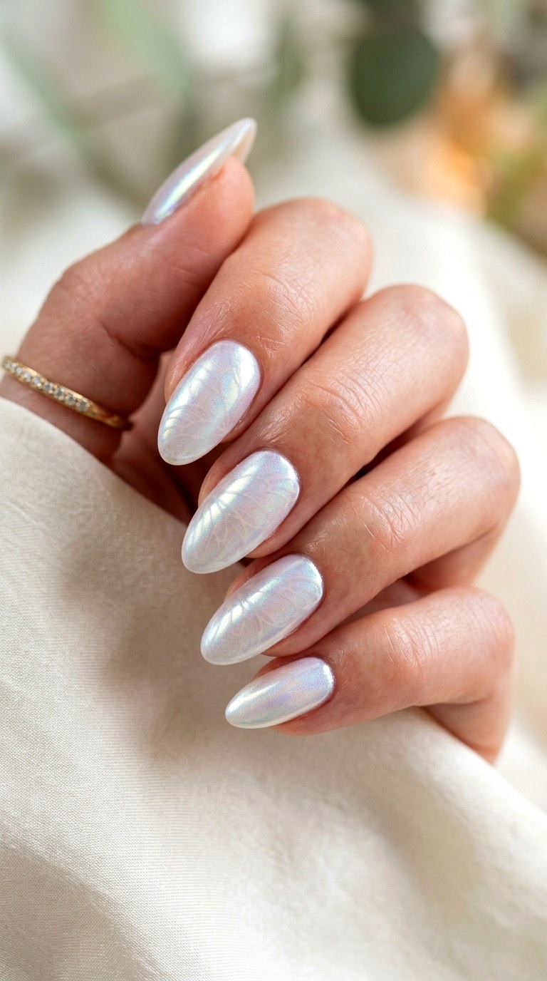 Glazed Butterfly Wings Milky White Nails - 29 milky white nails with design