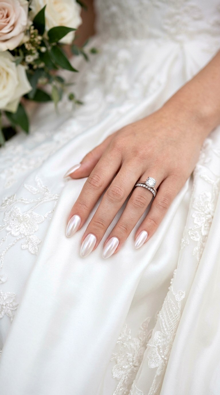Glazed Donut Chrome Bridal Nails - 24 Wedding Nail Art Ideas