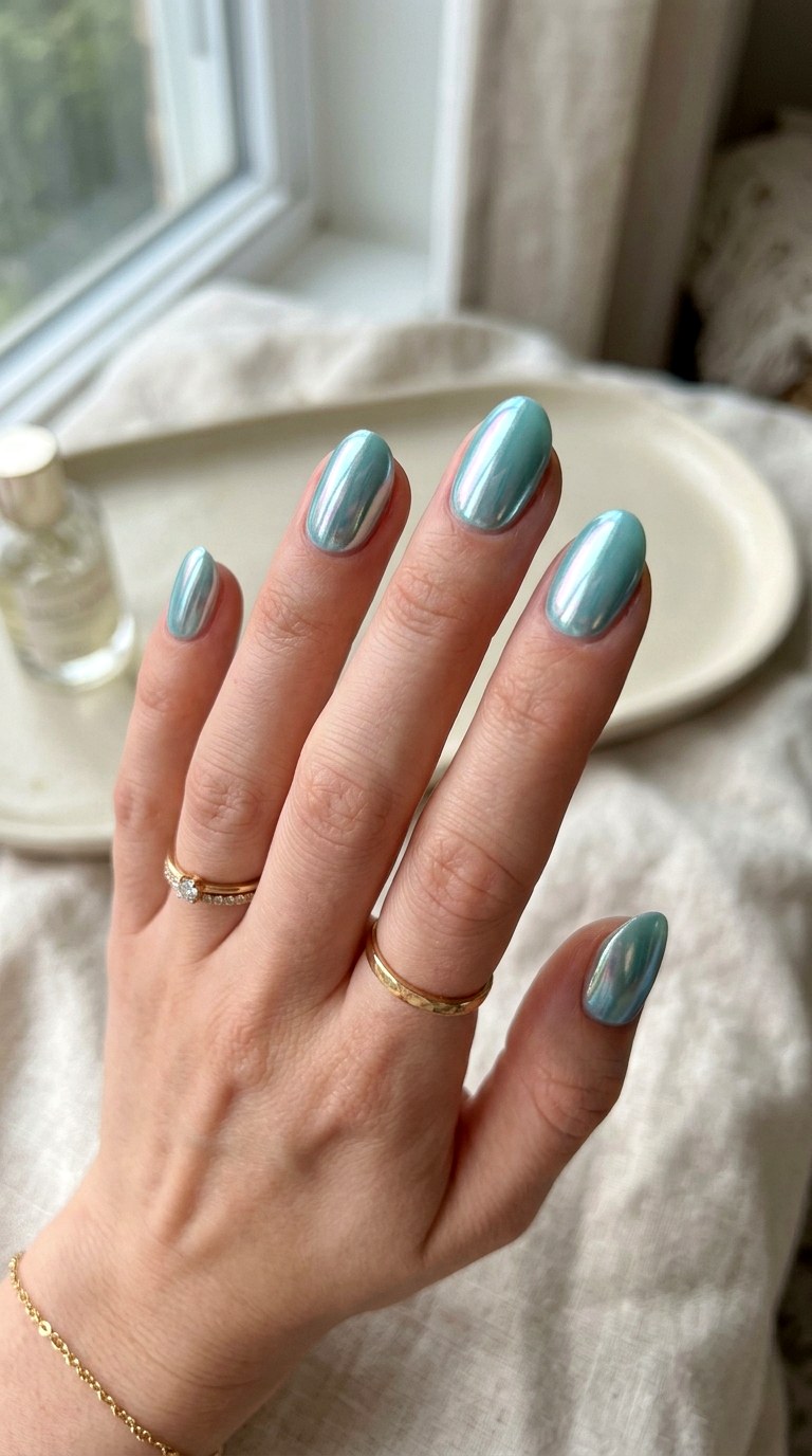 Glazed Donut Teal Nails - 25 Teal Nail Color Ideas