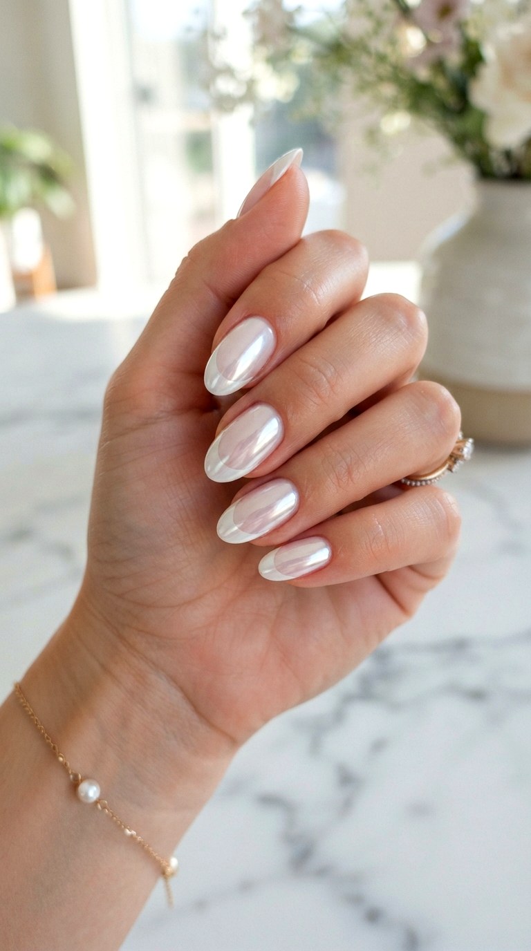 Glazed White French Nails - 24 white French nails idea