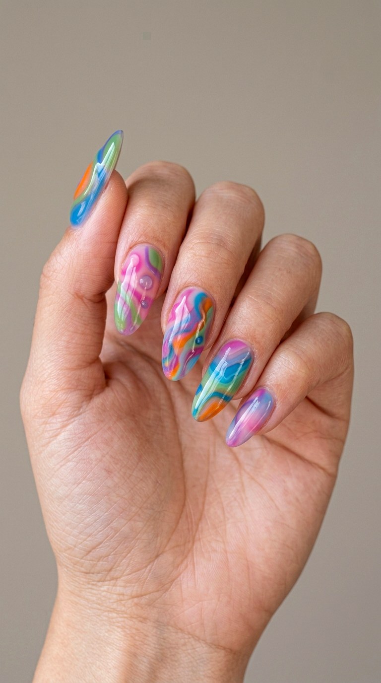 Gummy Nails with Abstract Jelly Art - 25 gummy nail art