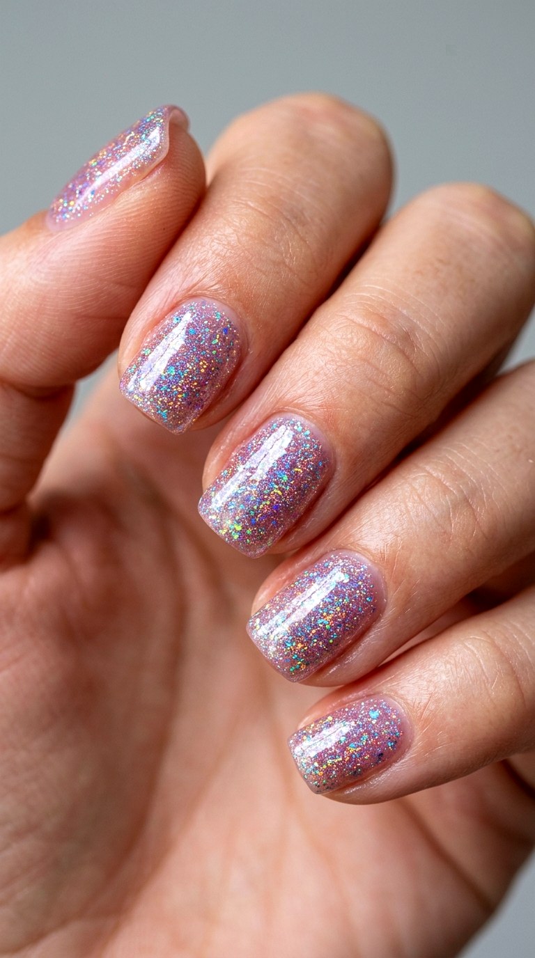 Gummy Nails with a Holographic Glitter Overlay - 25 gummy nail art