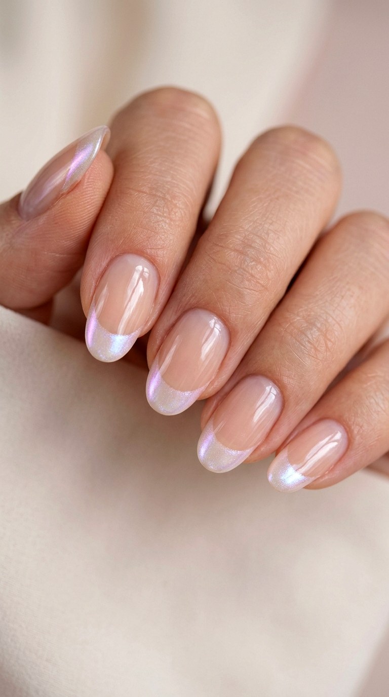 Iridescent French Tip Art - 25 simple french tip nail art designs