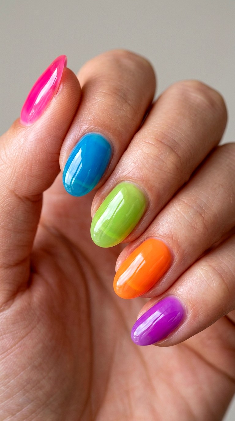 Jelly Neon Gummy Shades for a Bold Statement - 25 gummy nail art