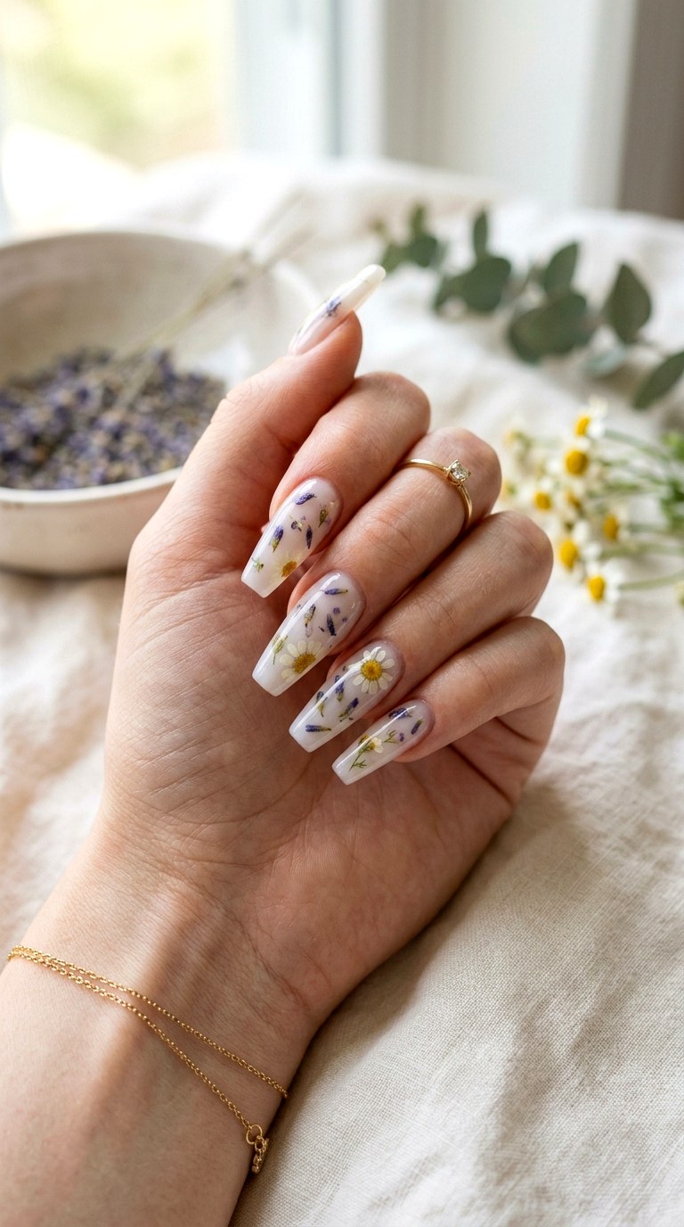 Milk Bath Floral Nails - 25 Nail Art Design Ideas