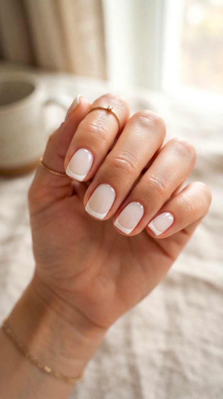 Milky White French Nails - 24 white French nails idea