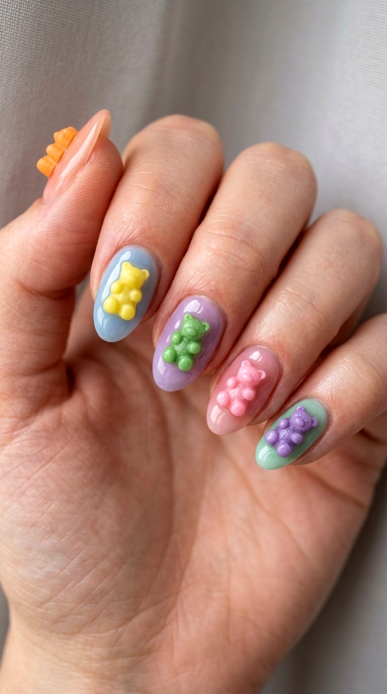 Miniature Gummy Bear Charms for Delicate Detail - 25 gummy nail art