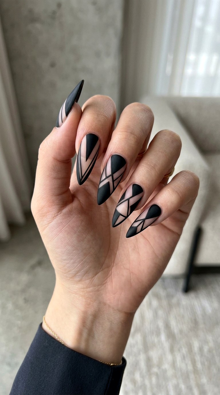 Negative Space Geometric Cutouts - 25 Nail Art Design Ideas
