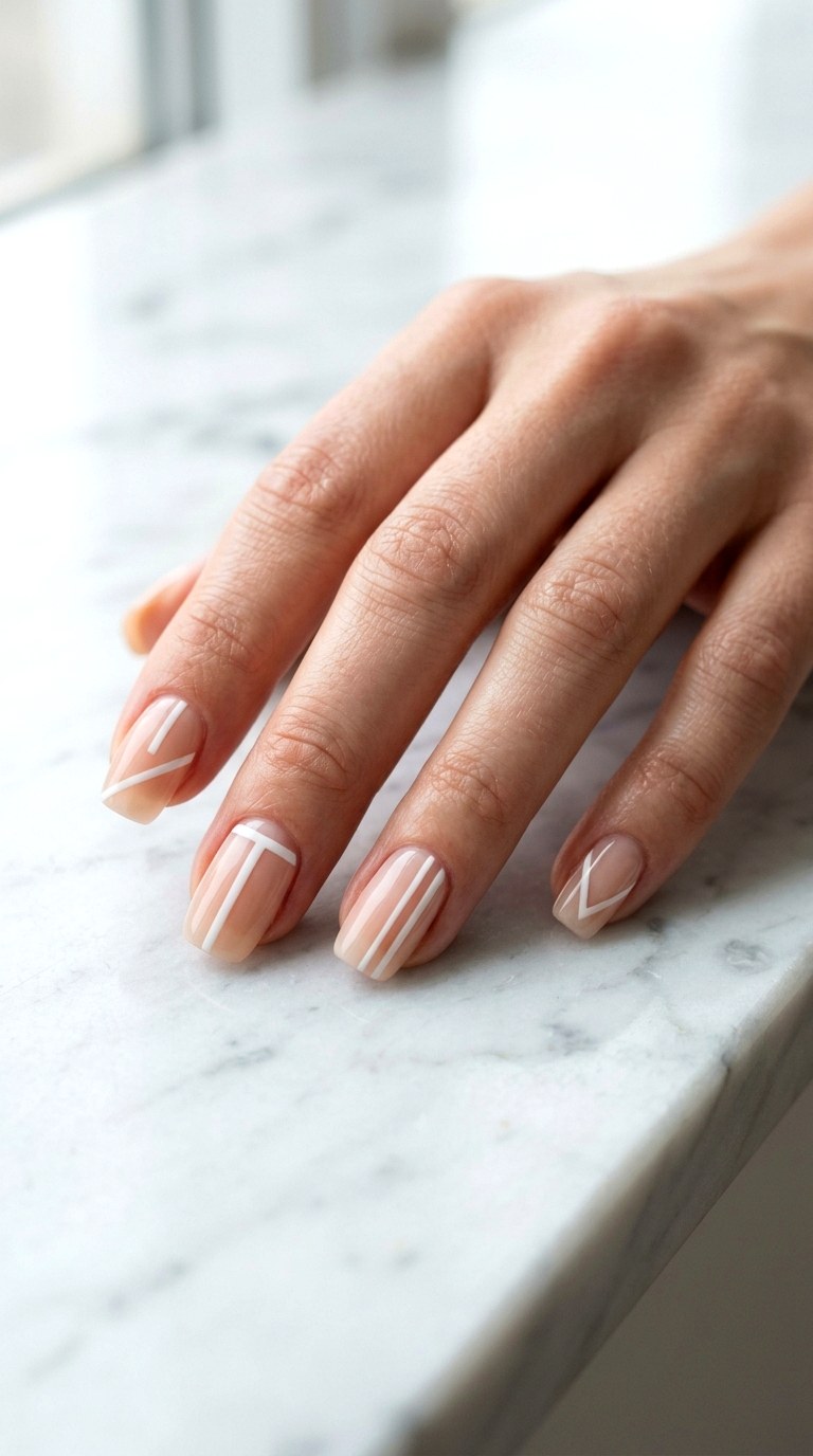 Negative Space Minimalist Line Art - 24 Wedding Nail Art Ideas