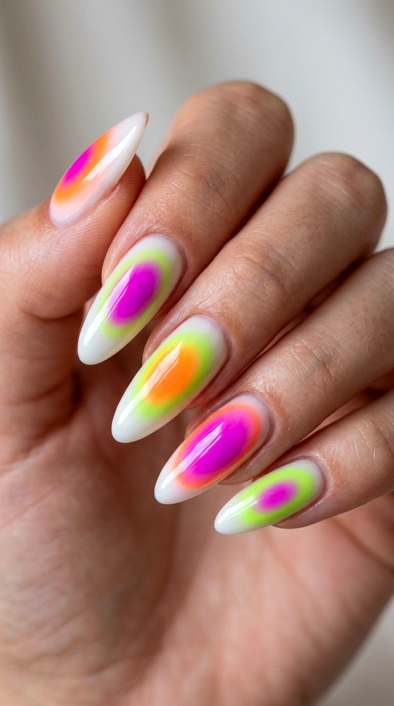 Neon Aura Gradient - 25 back day of school nail art ideas