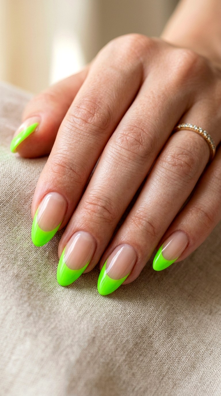 Neon Green French Tip Art - 25 simple french tip nail art designs