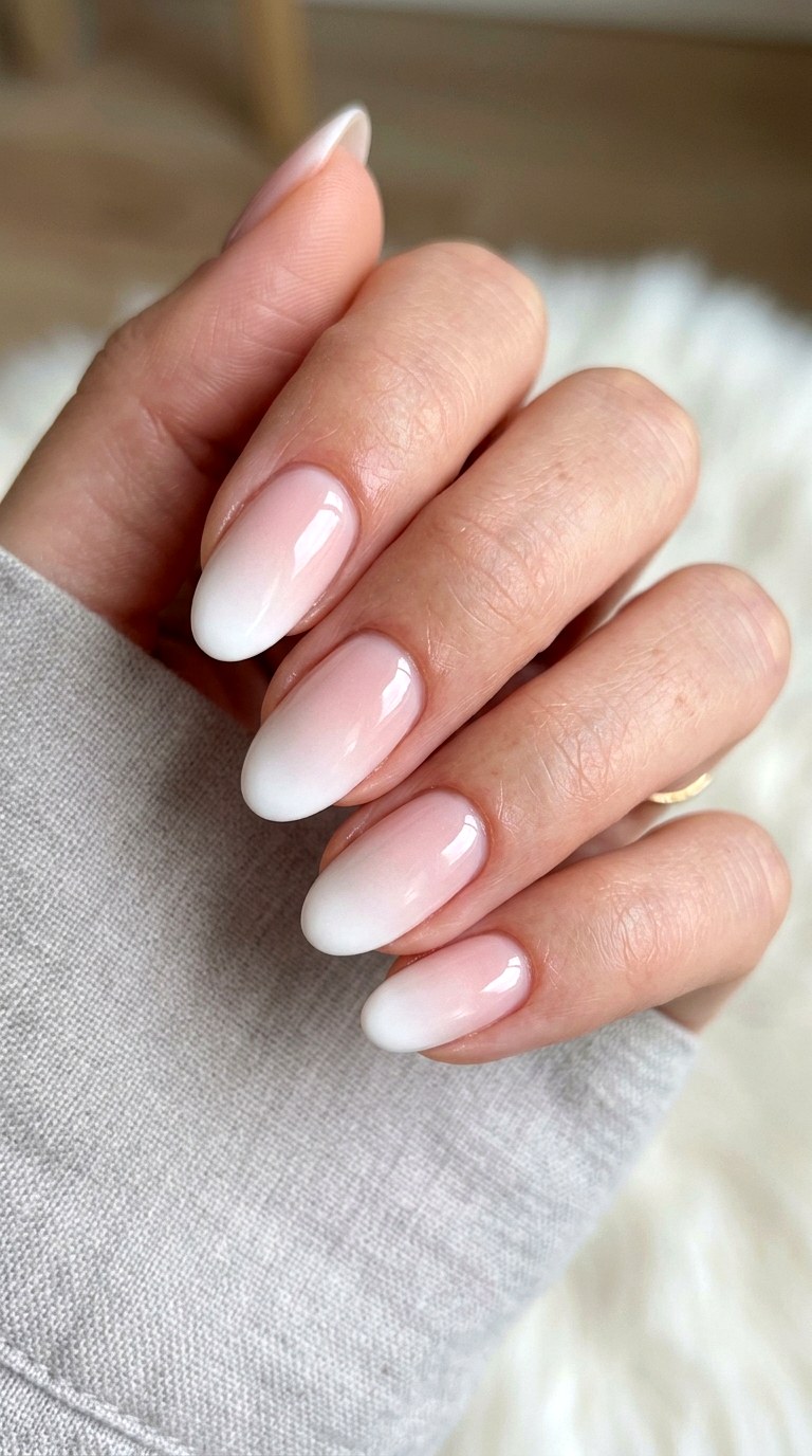 Ombre Pink To White Transition - 24 Wedding Nail Art Ideas