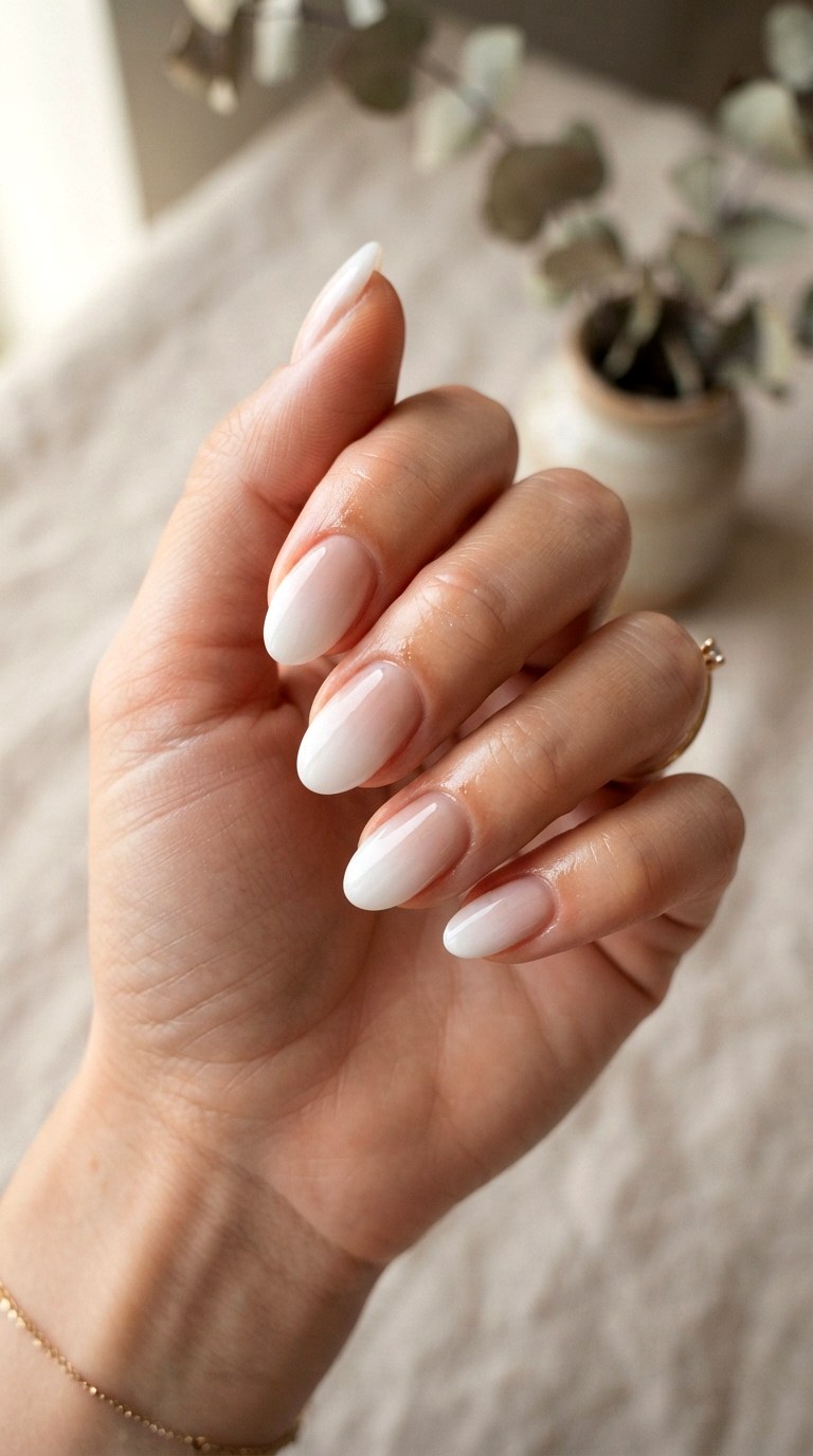 Ombre White French Nails - 24 white French nails idea