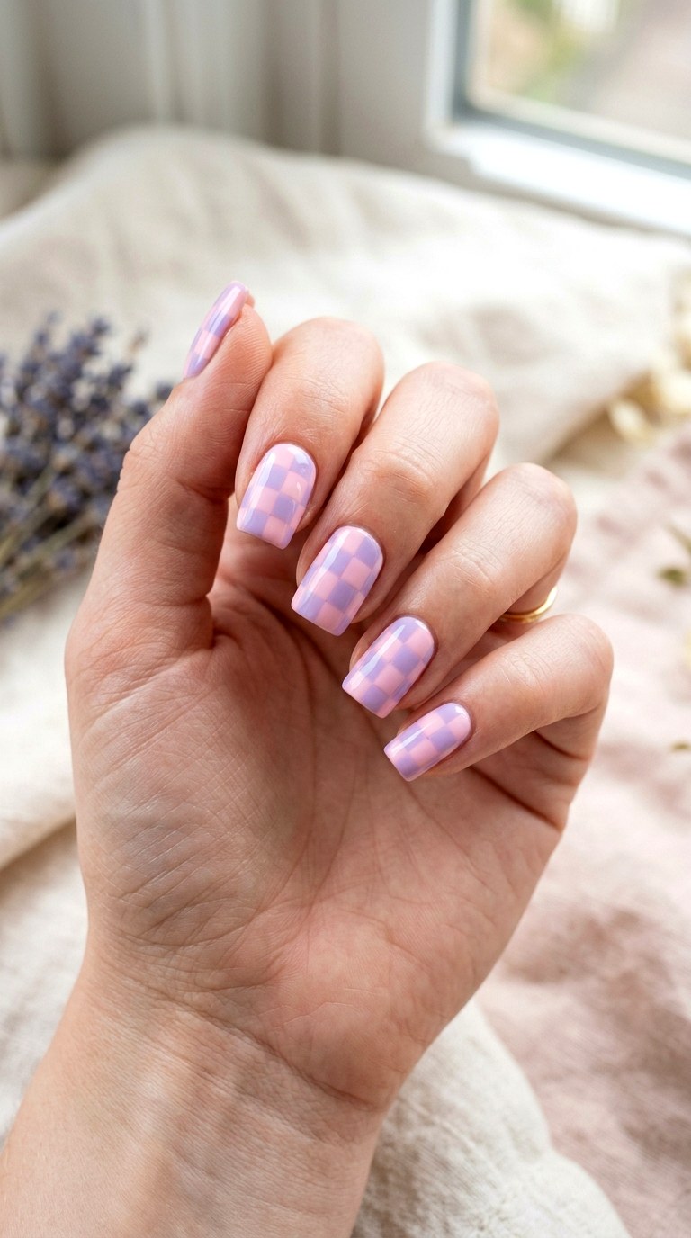 Pastel Checkerboard Patterns - 25 Nail Art Design Ideas