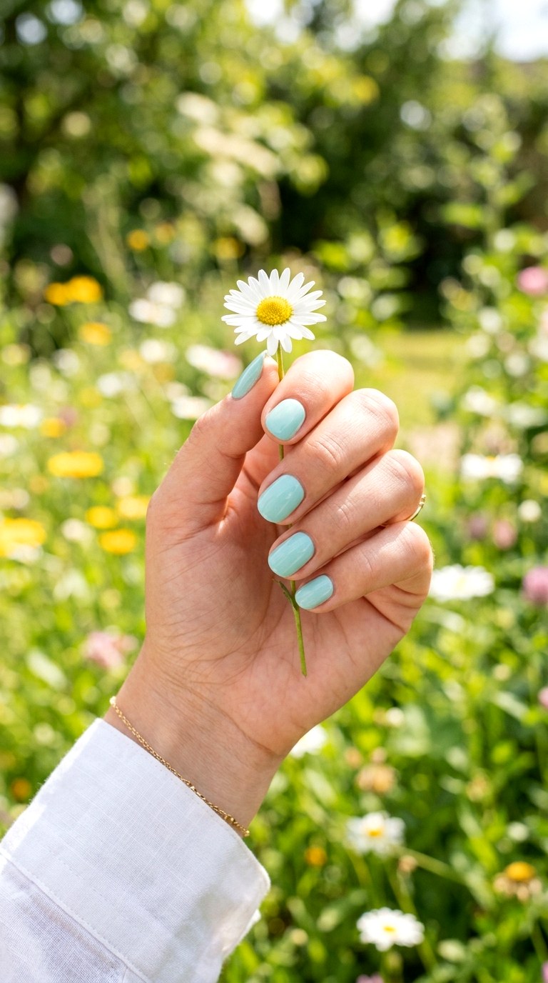 Pastel Teal Short Nails - 25 Teal Nail Color Ideas