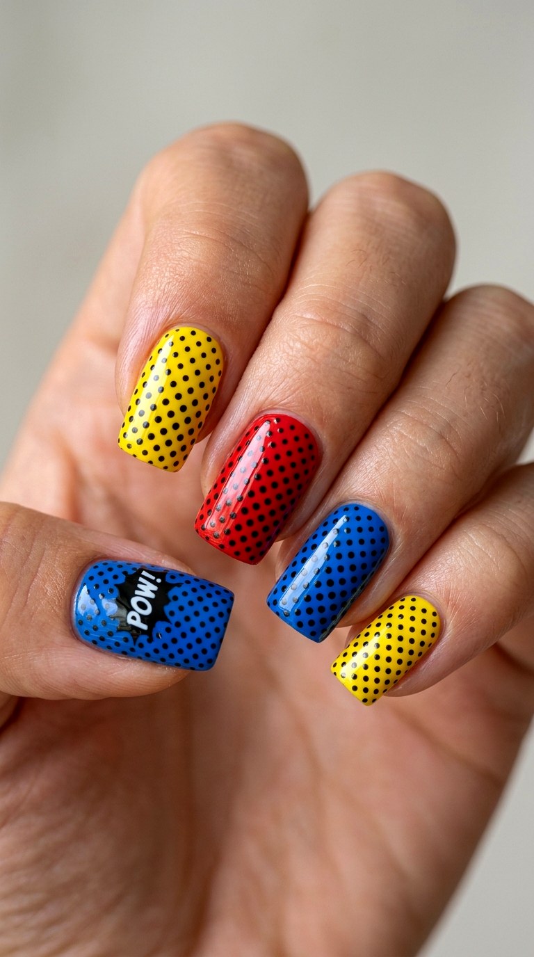 Pop Art Comic Halftone Dots - 25 back day of school nail art ideas