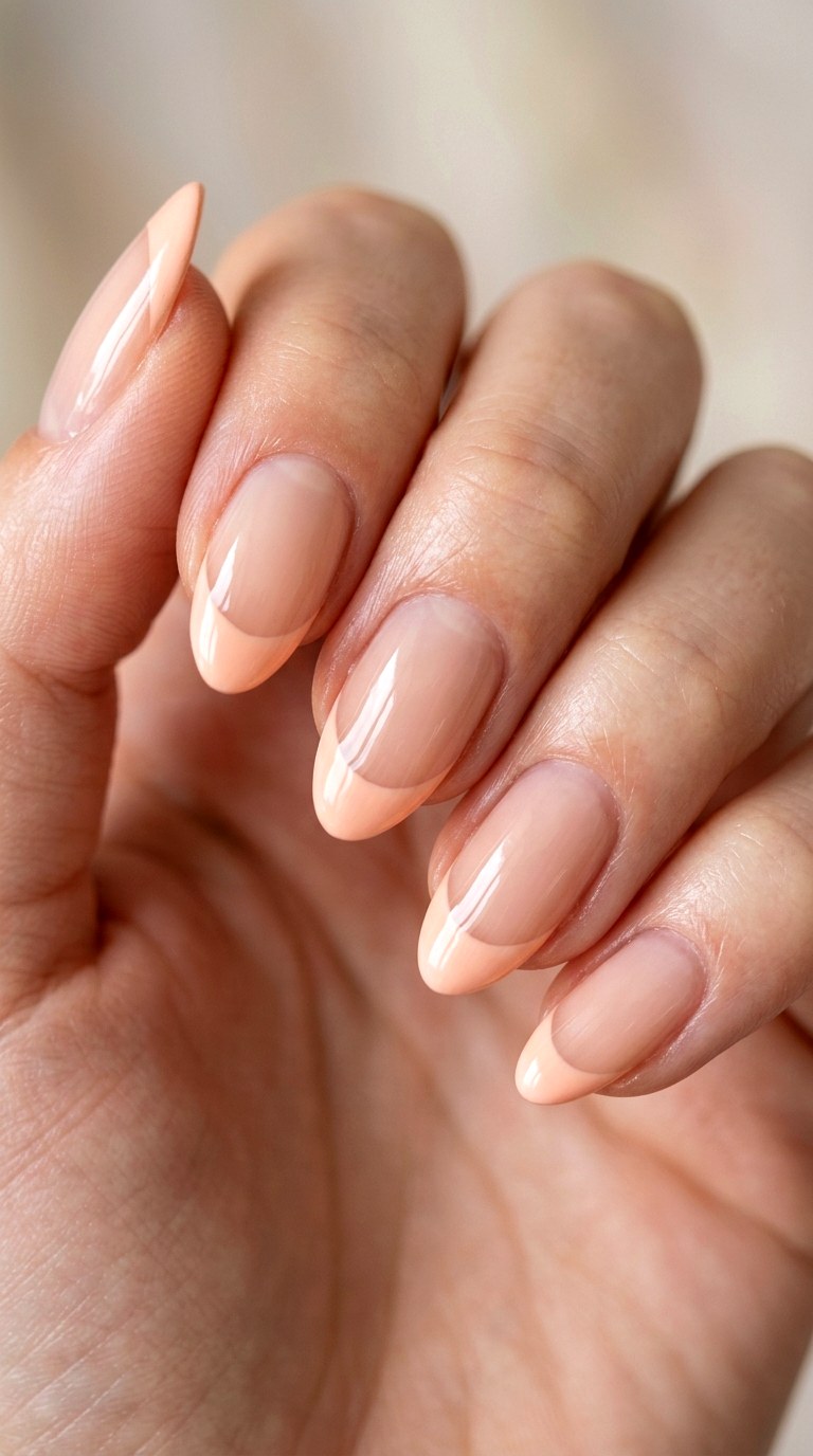Soft Peach French Tip Manicure - 25 simple french tip nail art designs