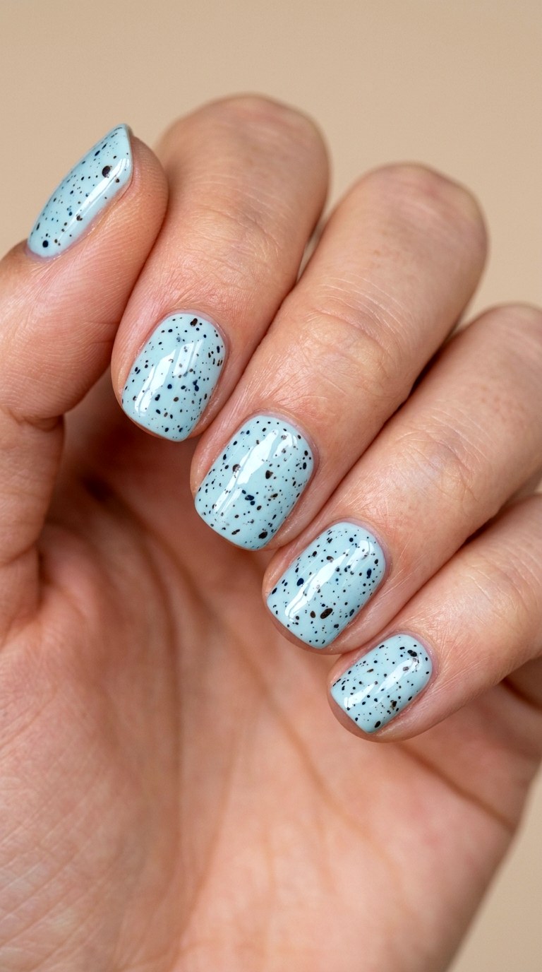 Speckled Robin Egg Blue - 25 back day of school nail art ideas
