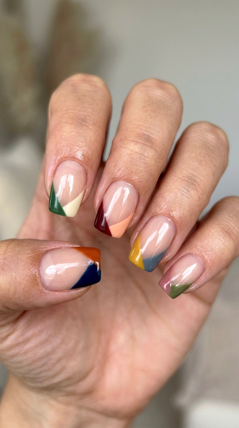 Split Color French Tip Manicure - 25 simple french tip nail art designs