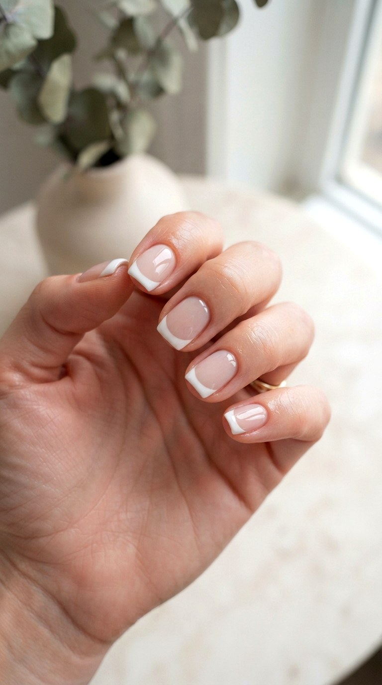 Squoval White French Nails - 24 white French nails idea