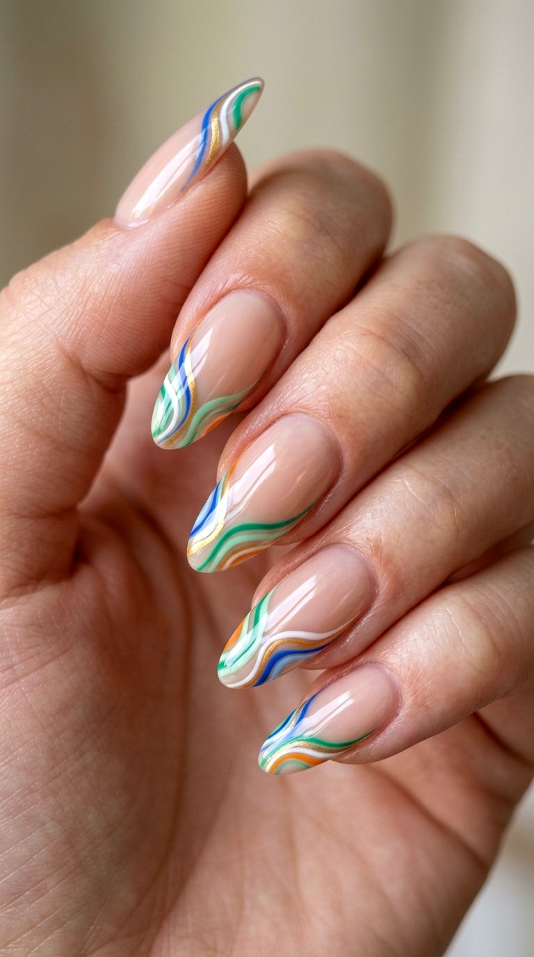 Swirl French Tip Design - 25 simple french tip nail art designs