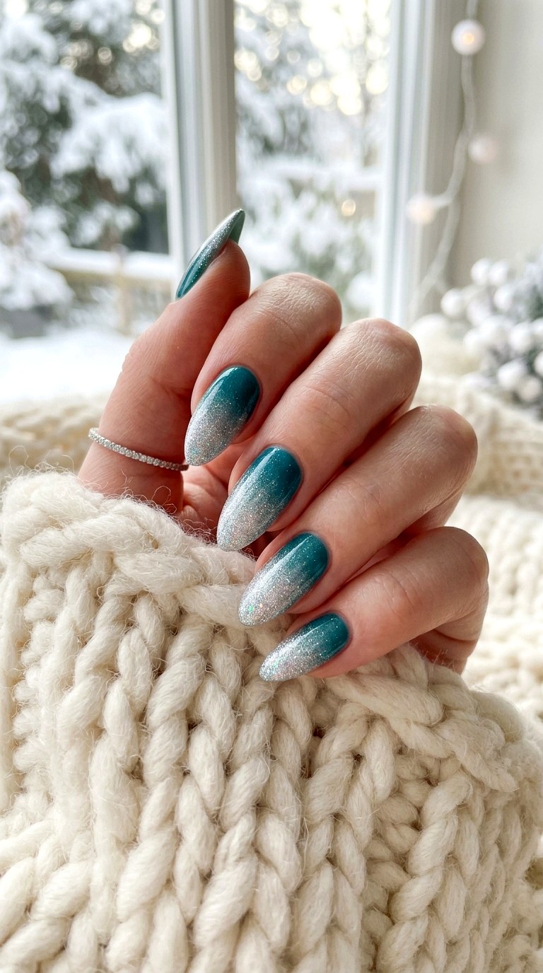 Teal Ombre to Silver - 25 Teal Nail Color Ideas