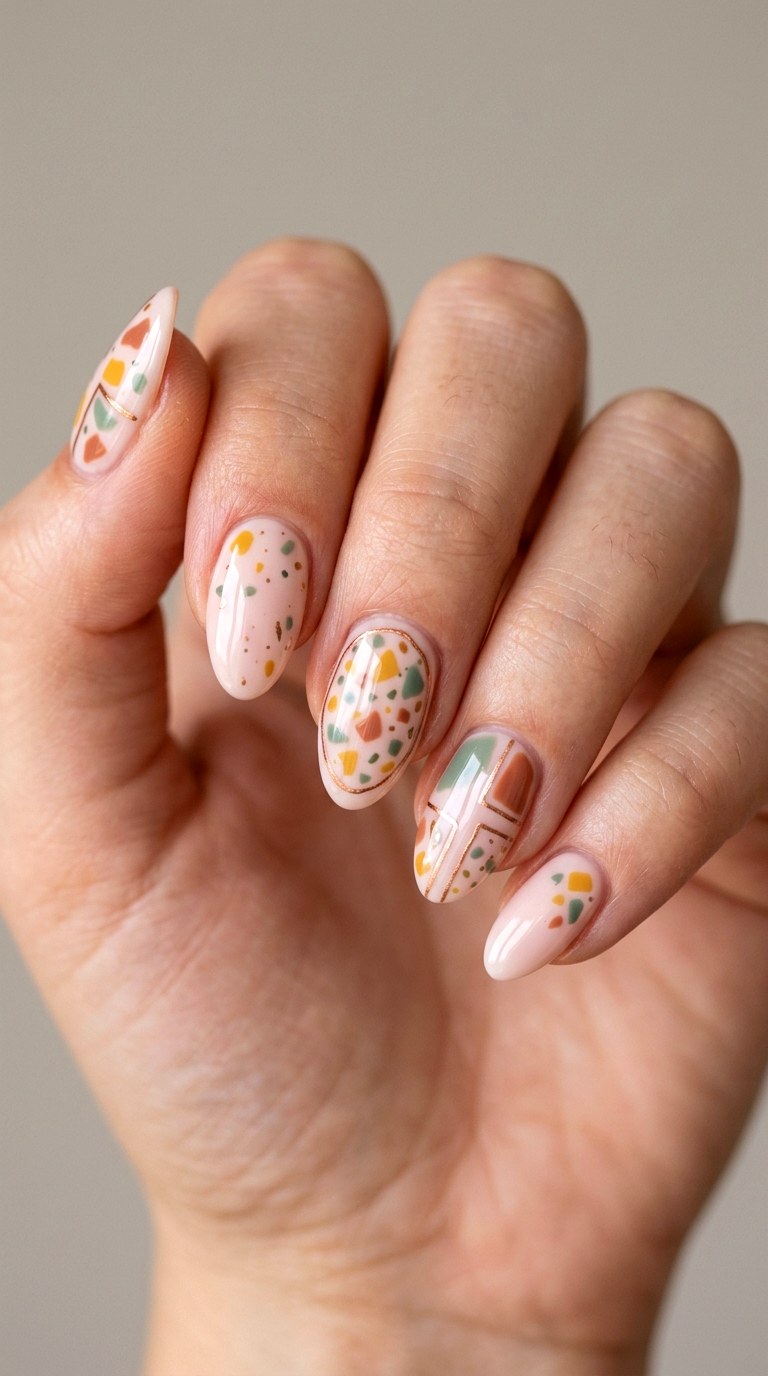 Terrazzo Chip Abstract - 25 back day of school nail art ideas