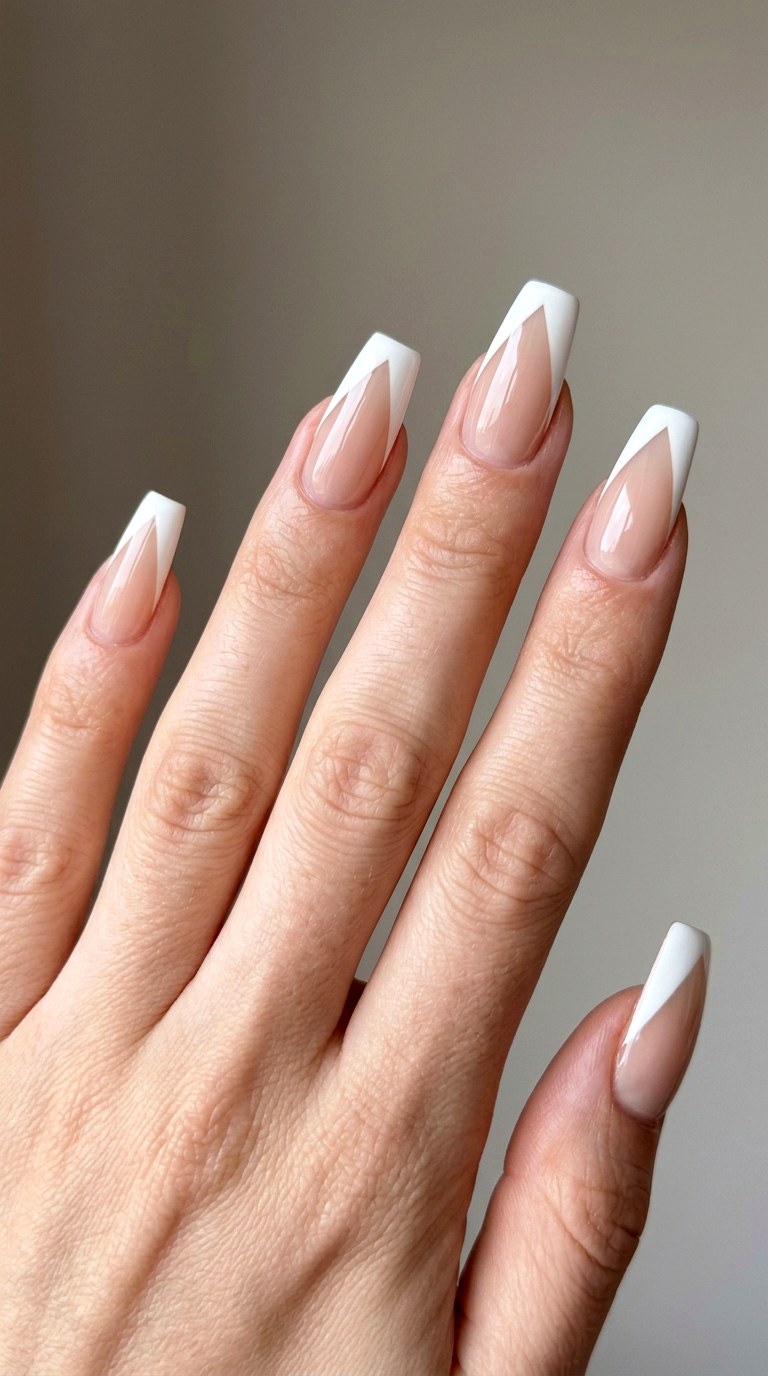 V Shaped French Tip Design - 25 simple french tip nail art designs