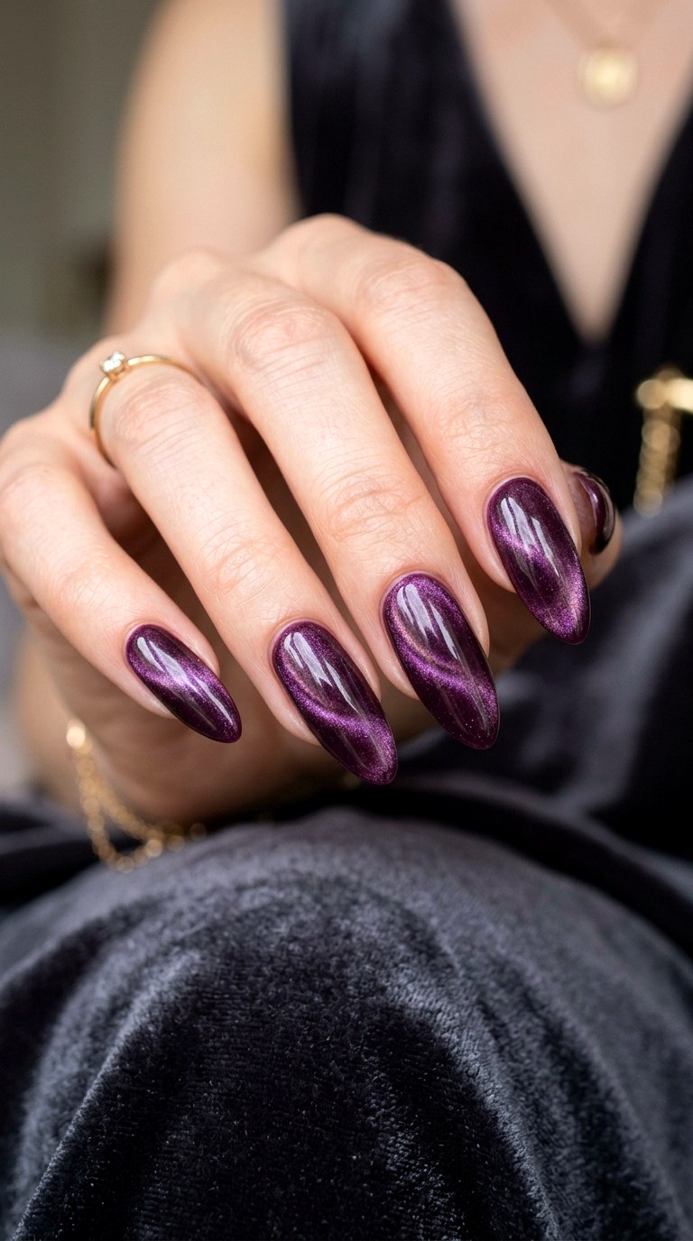 Velvet Magnetic Effect Nails - 25 Nail Art Design Ideas
