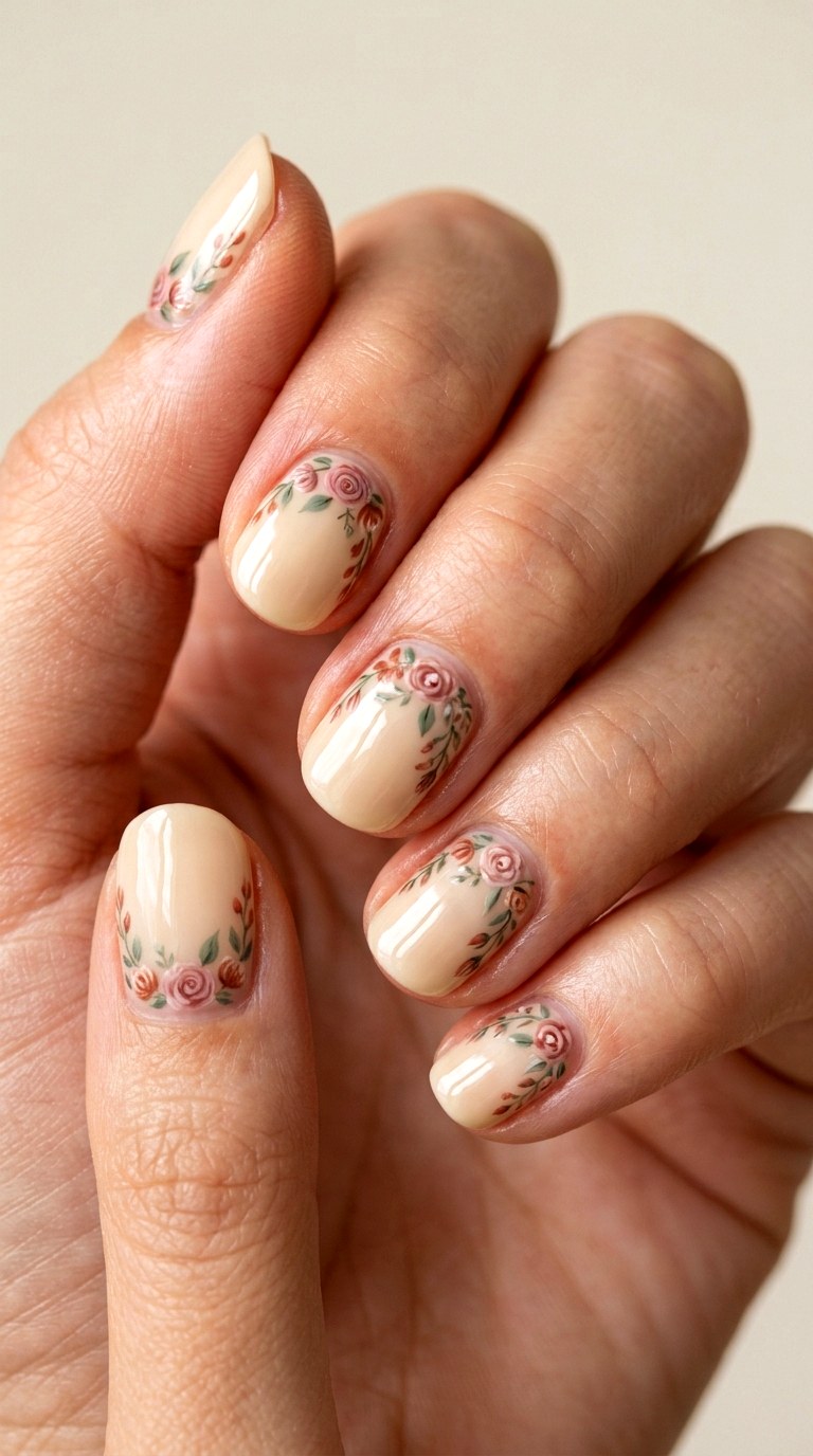 Vintage Botanical Floral Press - 25 back day of school nail art ideas