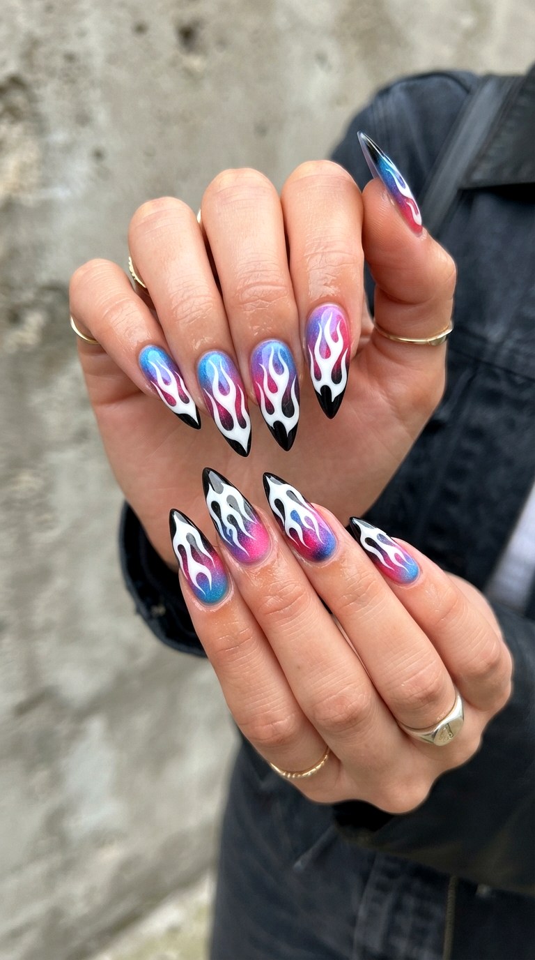 White Flames for Edgy Attitude - 25 white nail inspo