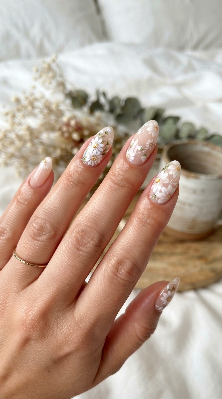 White Floral Nail Art for Romantic Vibes - 25 white nail inspo
