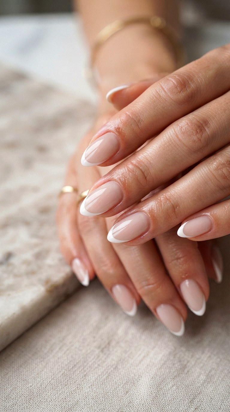 White French Tips with a Thin Modern Line - 25 white nail inspo
