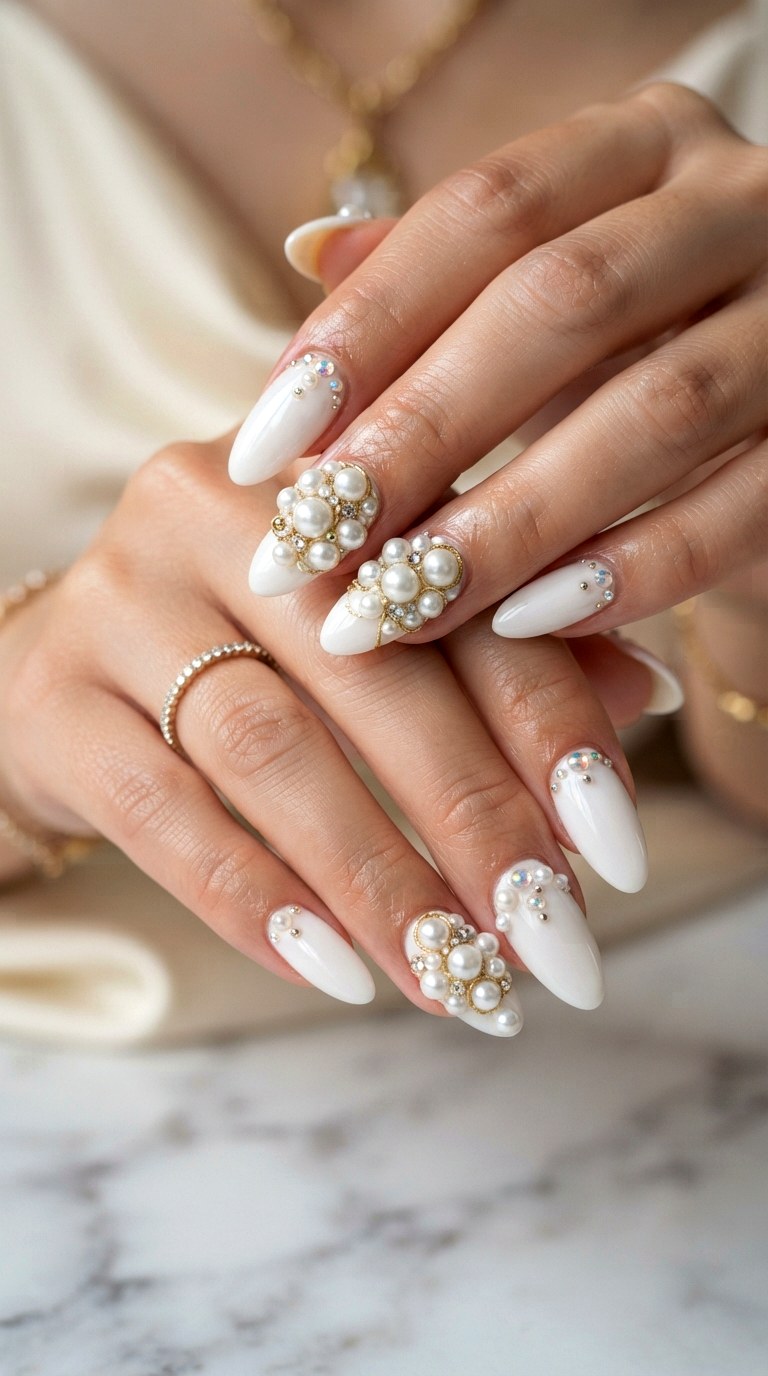 White Pearl Embellishments for Luxe Dimension - 25 white nail inspo