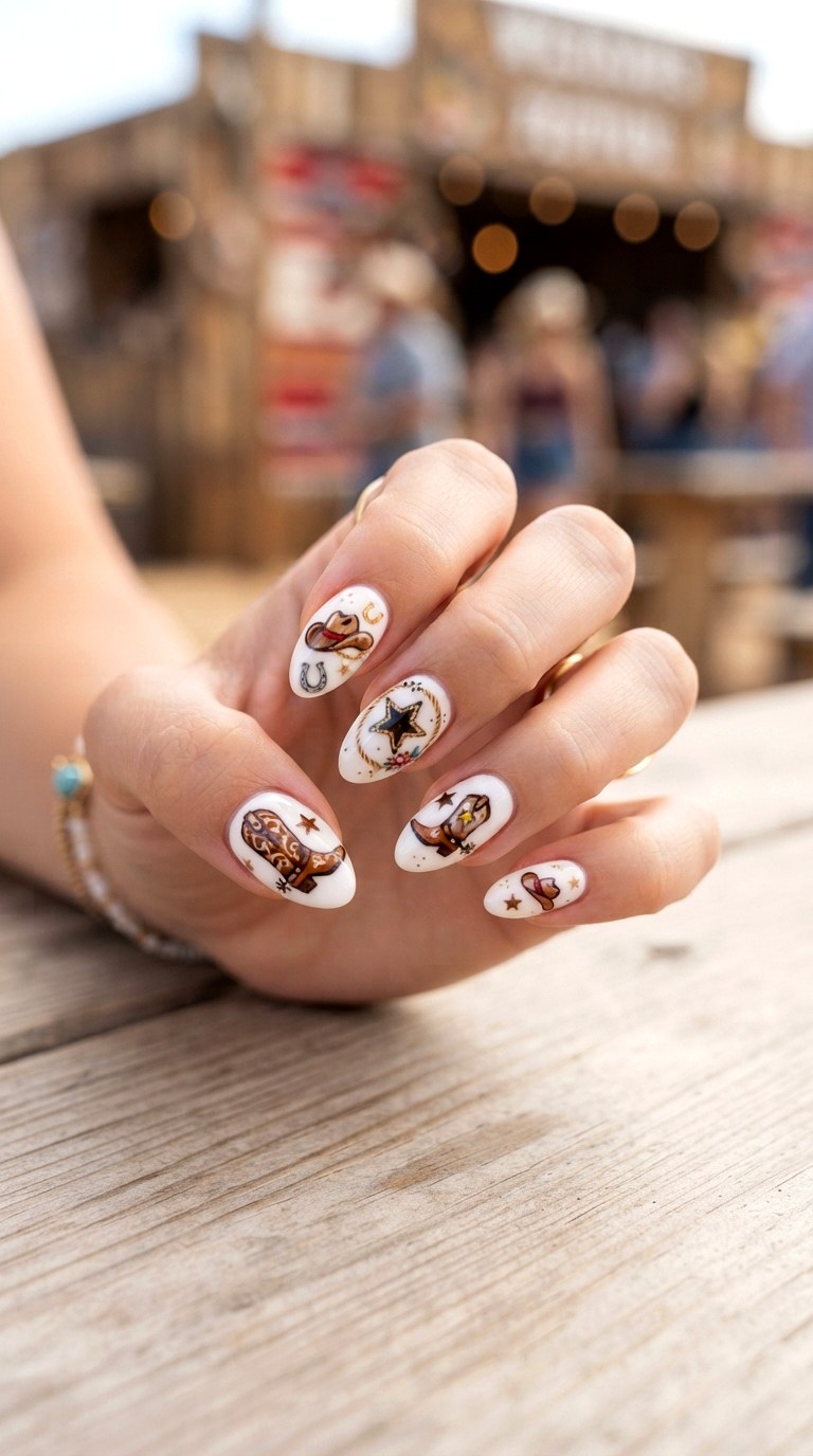 White Rodeo Nails for Western Flair - 25 white nail inspo