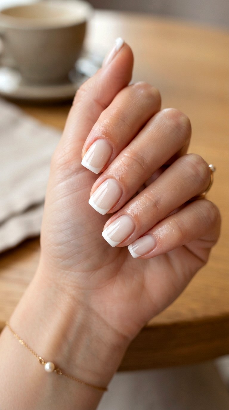 White on White French Nails - 24 white French nails idea