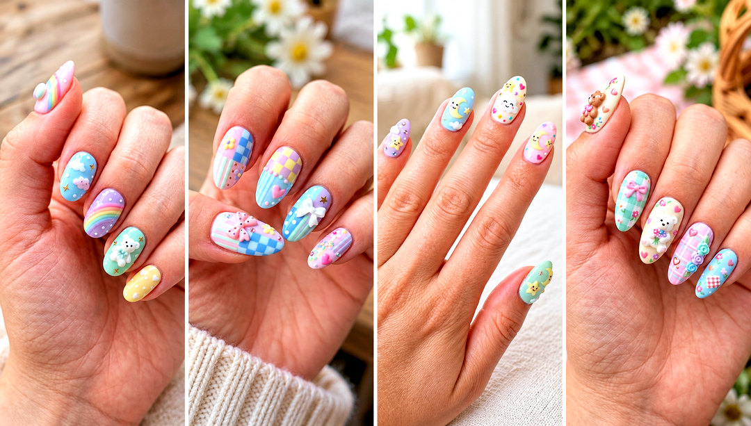 20 Handmade Pastel Kawaii Nail Design Ideas for Sweet Style