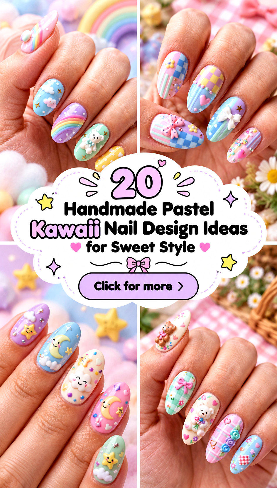 20 Handmade Pastel Kawaii Nail Design Ideas for Sweet Style - 20 Handmade Pastel Kawaii Nail Design Ideas for Sweet Style