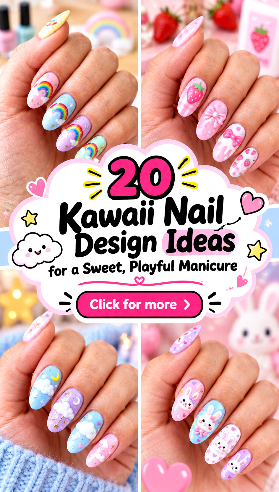 20 Kawaii Nail Design Ideas for a Sweet Playful Manicure - 20 Kawaii Nail Design Ideas for a Sweet, Playful Manicure